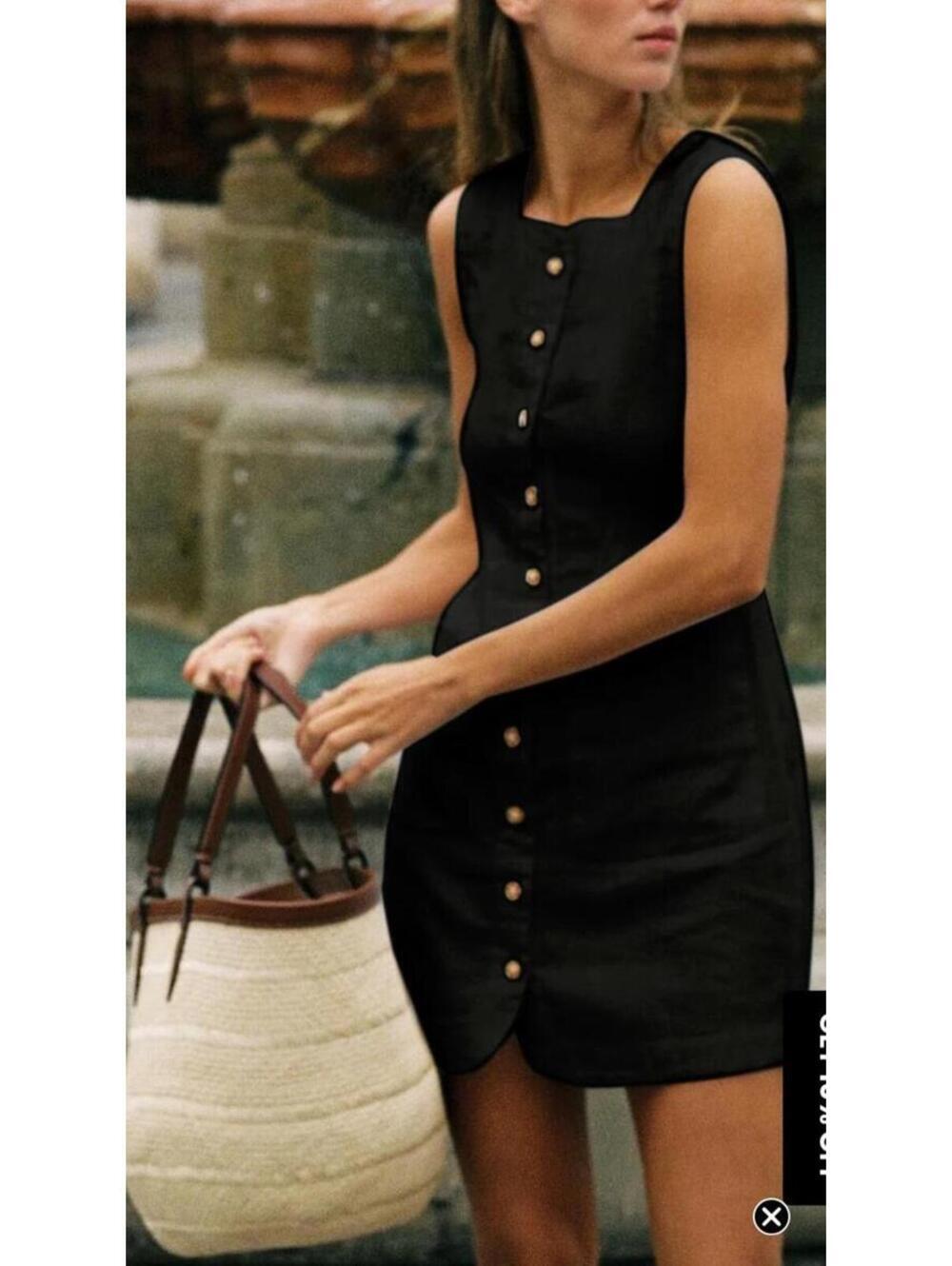 NWT COMMENSE Black Cotton Button Down Dress XL